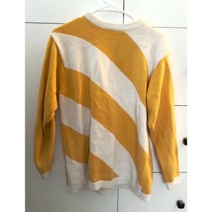 Liz Claiborne VTG Yellow White Diagonal Stripe Sweater